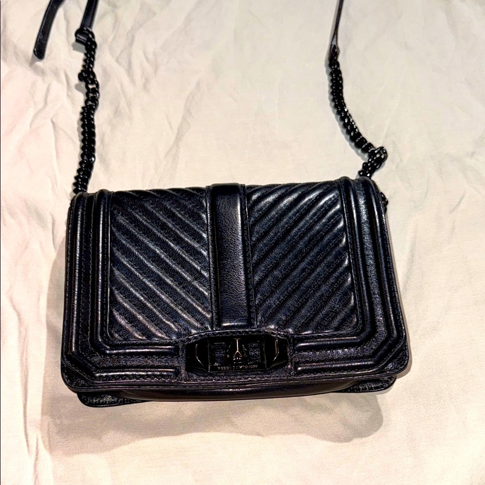 Rebecca Minkoff Black Chevron Quilted Crossbody